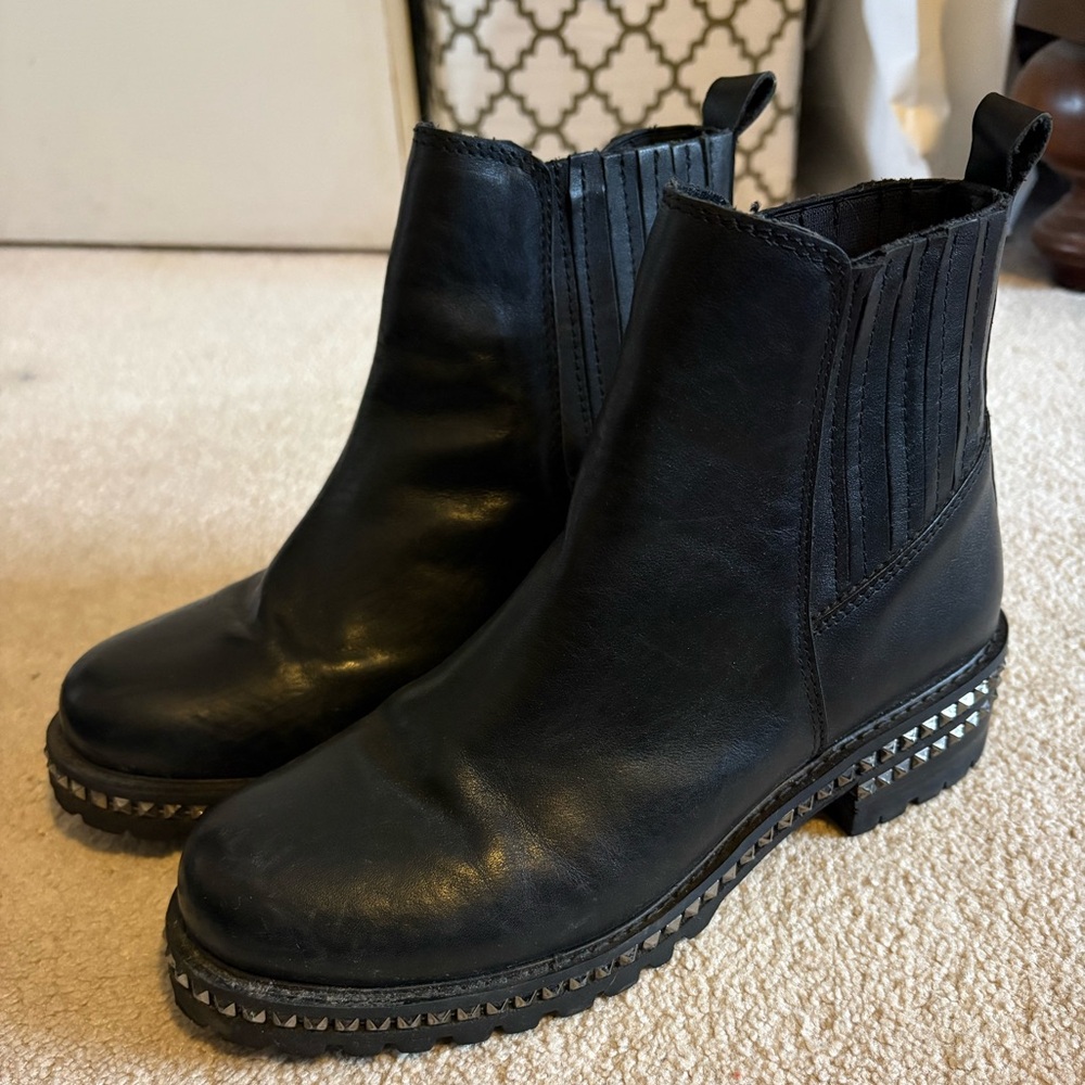 Galena Steve Madden Black Studded Ankle Boots